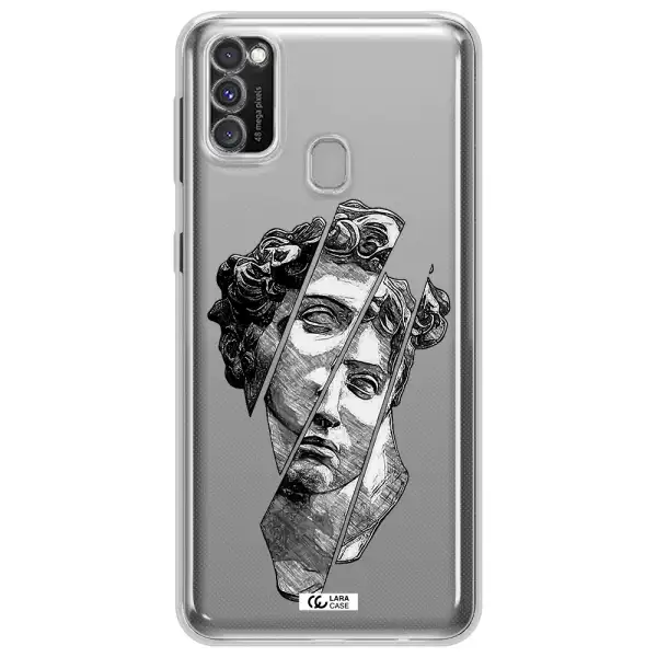 a drawing of a head of a man Samsung M30S Clear TPU Case