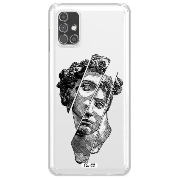a drawing of a head of a man Samsung M31S Clear TPU Case