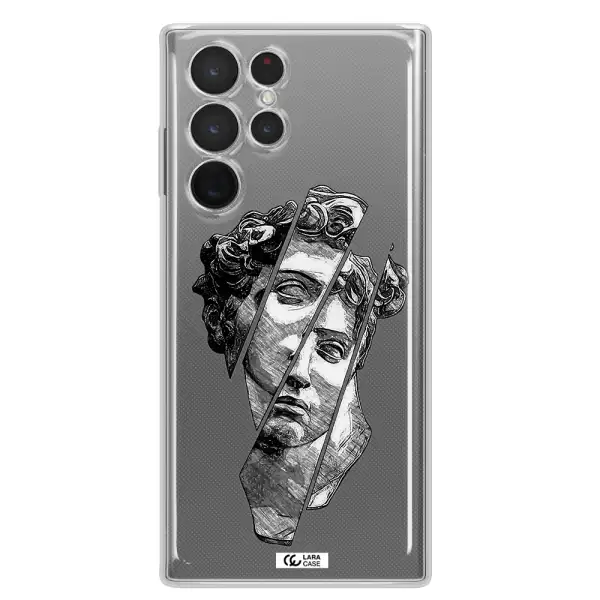 a drawing of a head of a man Samsung S 22 Ultra Clear TPU Case