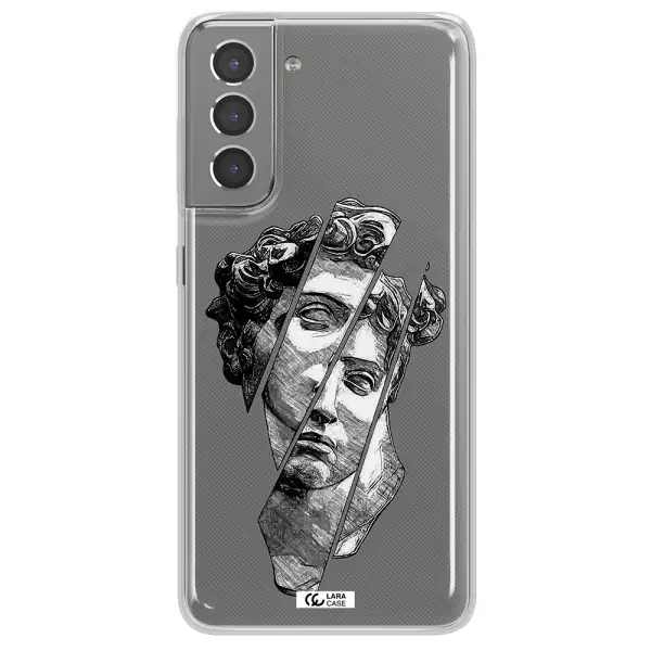 a drawing of a head of a man Samsung S21 Clear TPU Case