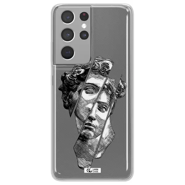 a drawing of a head of a man Samsung S21 Ultra Clear TPU Case