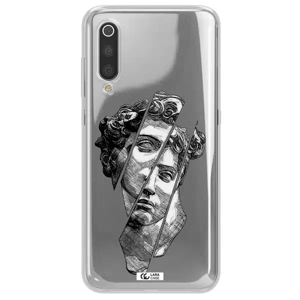 a drawing of a head of a man Xiaomi Mi 9 Clear TPU Case