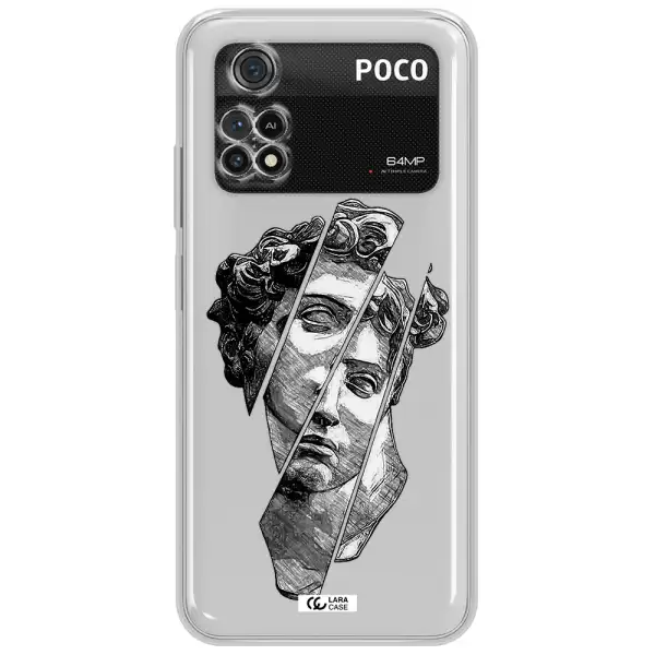 A Drawing Of A Head Of A Man Xiaomi Poco M4 Pro 4G Clear Tpu Case
