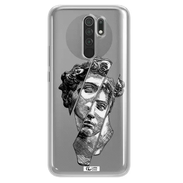 a drawing of a head of a man Xiaomi Redmi 9 Clear TPU Case