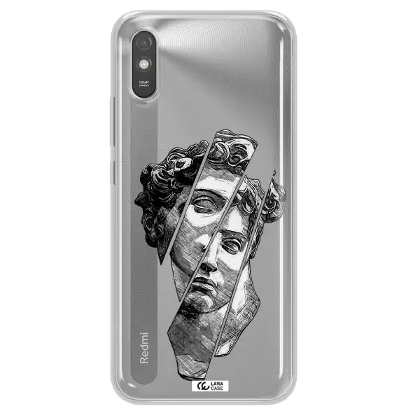 a drawing of a head of a man Xiaomi Redmi 9A Clear TPU Case