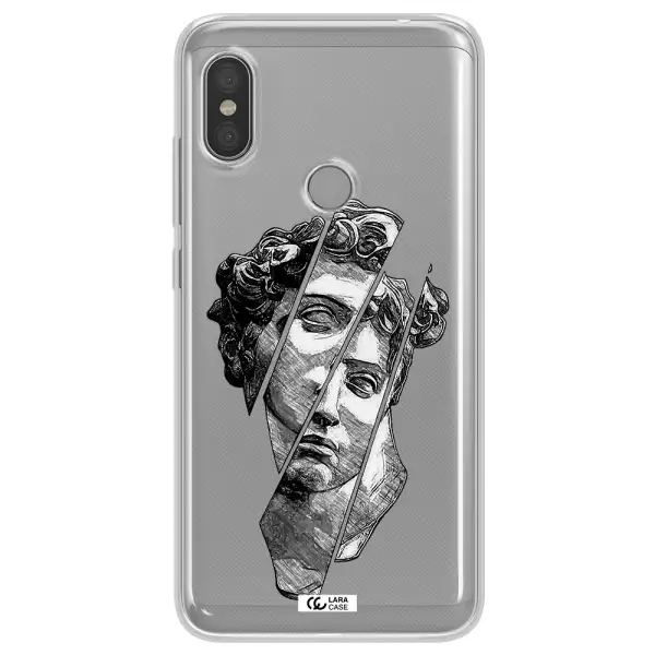 a drawing of a head of a man Xiaomi Redmi Note 6 Pro Clear TPU Case