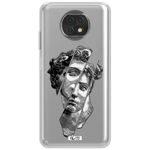 A Drawing Of A Head Of A Man Xiaomi Redmi Note 9T Clear Tpu Case