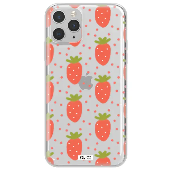 a pattern of strawberries on a white background Apple iPhone 11 pro Clear TPU Case