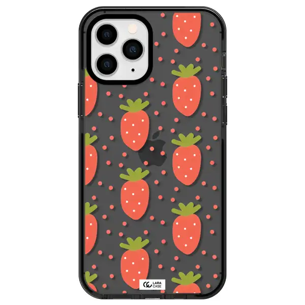 a pattern of strawberries on a white background Apple iPhone 11 pro impact Smoke Black Case