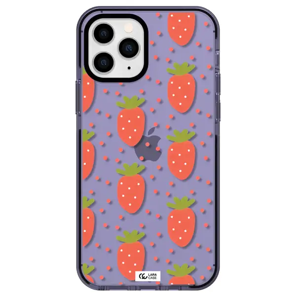 a pattern of strawberries on a white background Apple iPhone 11 pro max impact Lilac Case