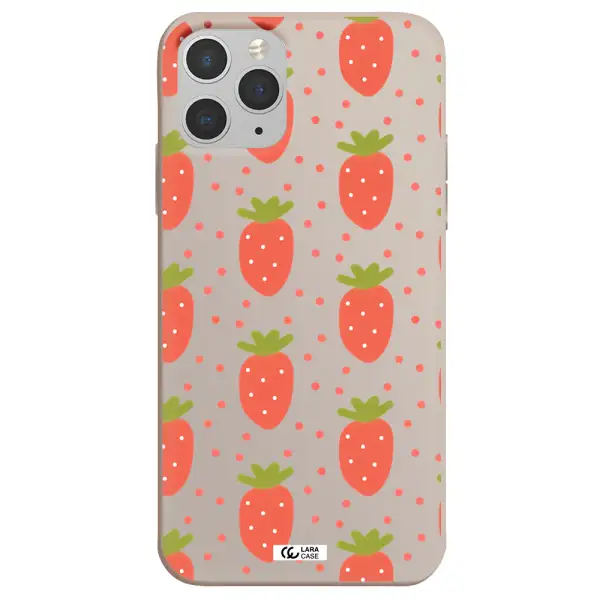 a pattern of strawberries on a white background Apple iPhone 11 pro max Silicone Stone Case