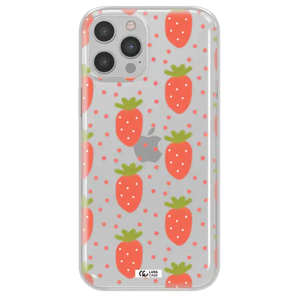 a pattern of strawberries on a white background Apple iPhone 12 pro Clear TPU Case