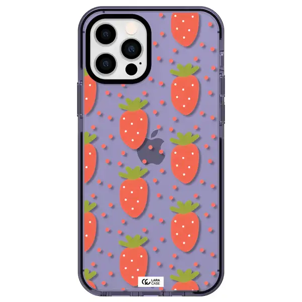 a pattern of strawberries on a white background Apple iPhone 12 pro impact Lilac Case