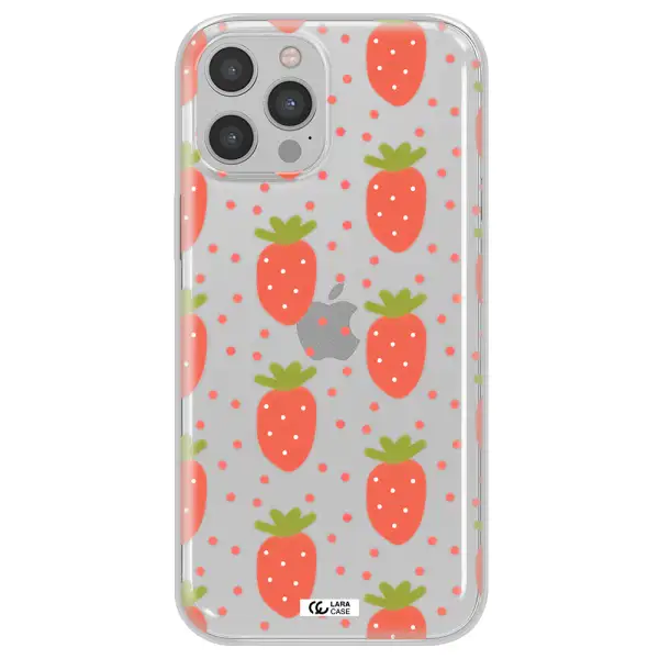 a pattern of strawberries on a white background Apple iPhone 12 pro max Clear TPU Case