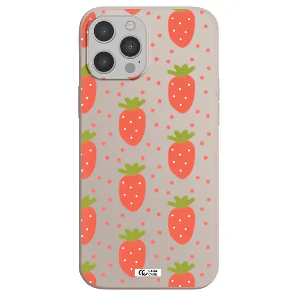 a pattern of strawberries on a white background Apple iPhone 12 pro Silicone Stone Case