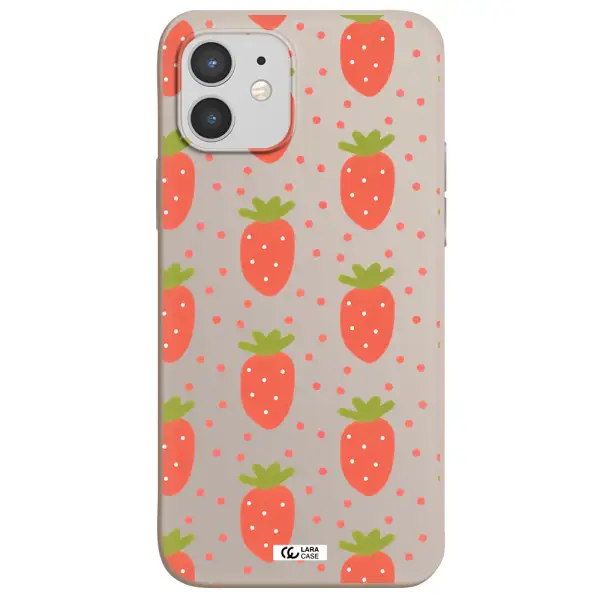 a pattern of strawberries on a white background Apple iPhone 12 Silicone Stone Case