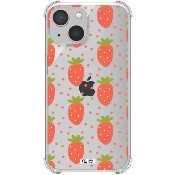 a pattern of strawberries on a white background Apple iPhone 13 Clear PC Case
