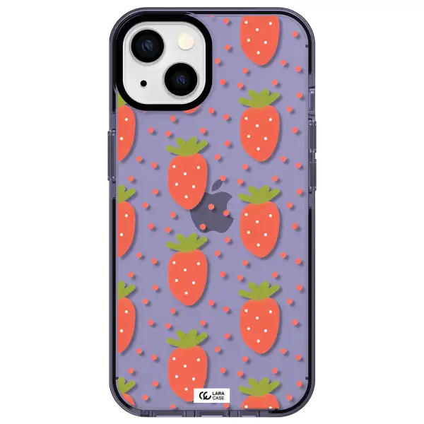 a pattern of strawberries on a white background Apple iPhone 13 impact Lilac Case