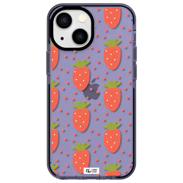 a pattern of strawberries on a white background Apple iPhone 13 mini impact Lilac Case
