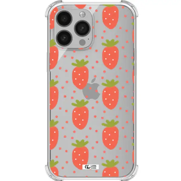 a pattern of strawberries on a white background Apple iPhone 13 Pro Clear PC Case