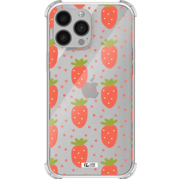 a pattern of strawberries on a white background Apple iPhone 13 Pro Max Clear PC Case