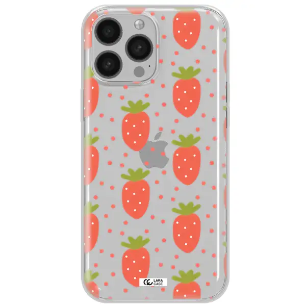 a pattern of strawberries on a white background Apple iPhone 13 Pro Max Clear TPU Case