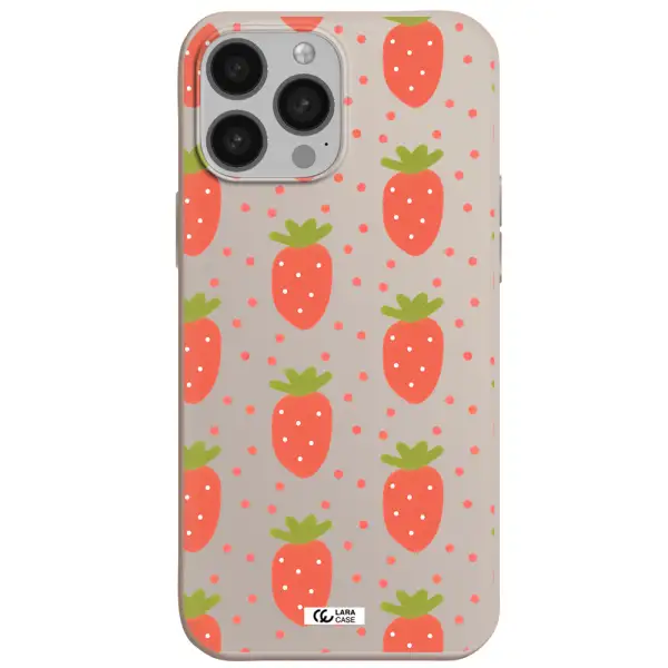 a pattern of strawberries on a white background Apple iPhone 13 Pro Max Silicone Stone Case
