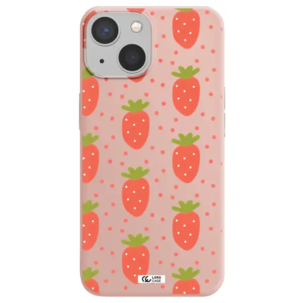 a pattern of strawberries on a white background Apple iPhone 13 Silicone pastel pink Case