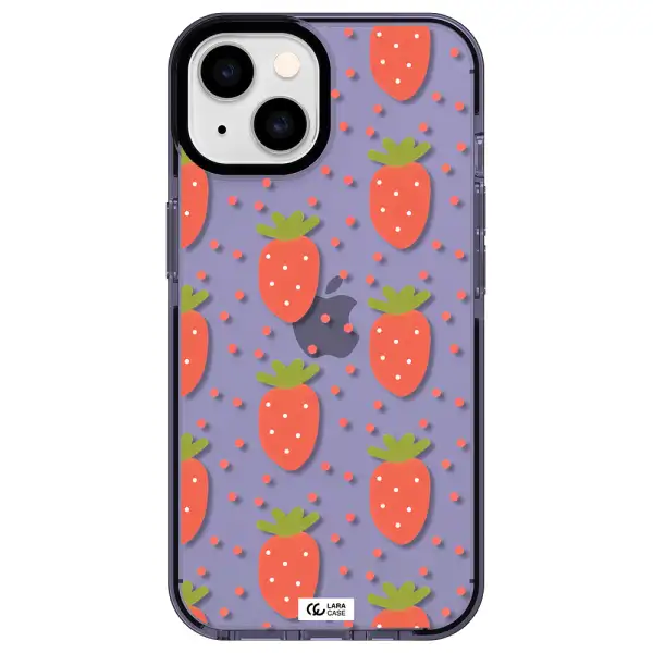 a pattern of strawberries on a white background Apple iPhone 14 impact Lilac Case
