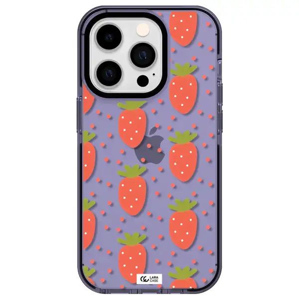 a pattern of strawberries on a white background Apple iPhone 14 pro impact Lilac Case