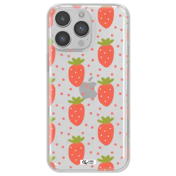a pattern of strawberries on a white background Apple iPhone 14 pro max Clear TPU Case