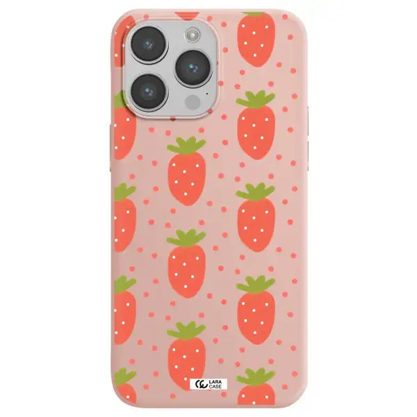 a pattern of strawberries on a white background Apple iPhone 14 pro Silicone pastel pink Case