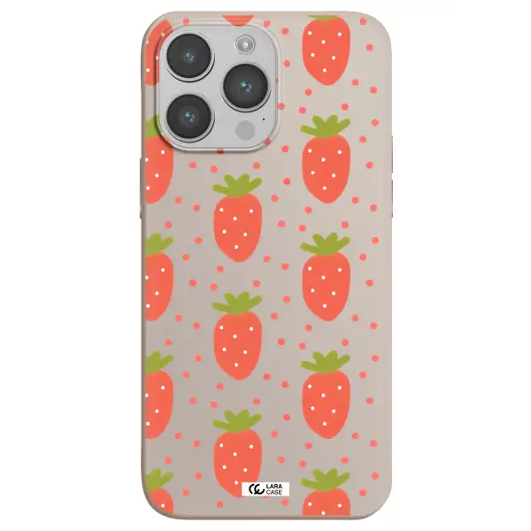 a pattern of strawberries on a white background Apple iPhone 14 pro Silicone Stone Case