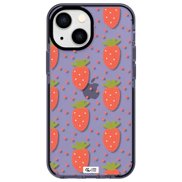 a pattern of strawberries on a white background Apple iPhone 15 impact Lilac Case