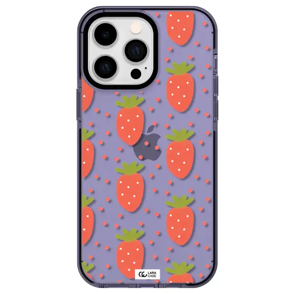 a pattern of strawberries on a white background Apple iPhone 15 Pro impact Lilac Case