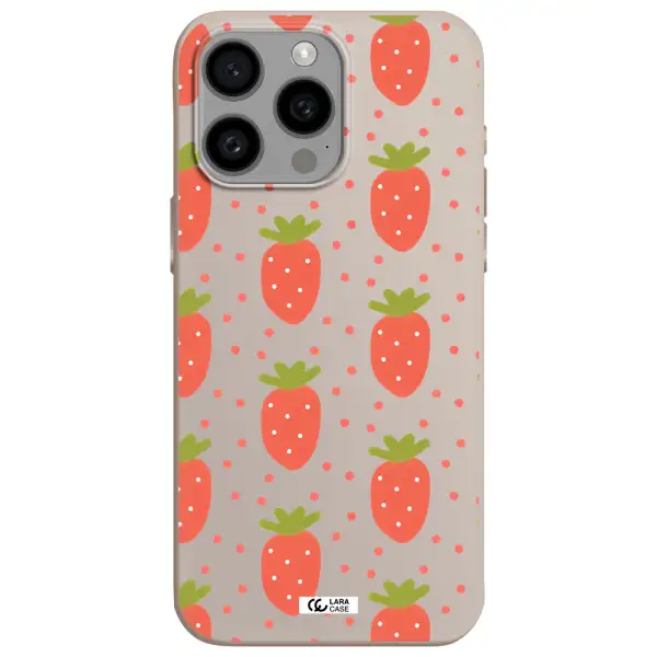 a pattern of strawberries on a white background Apple Iphone 15 Pro max Silicone Stone Case