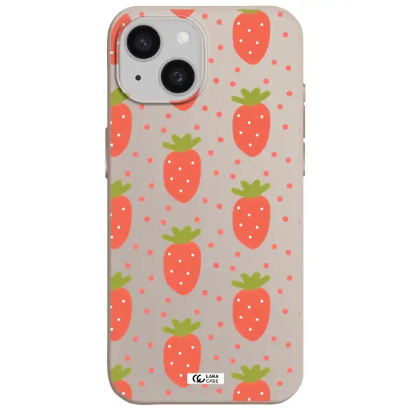a pattern of strawberries on a white background Apple iPhone 15 Silicone Stone Case