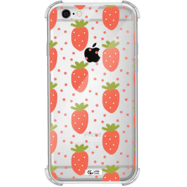 a pattern of strawberries on a white background Apple iPhone 6 Clear PC Case