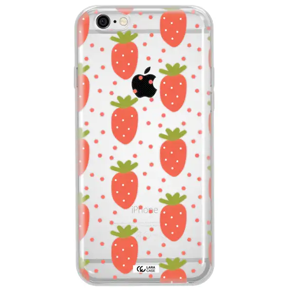 a pattern of strawberries on a white background Apple iPhone 6 Clear TPU Case