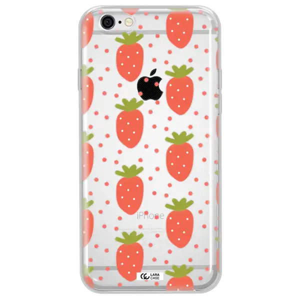 a pattern of strawberries on a white background Apple iPhone 6 plus Clear TPU Case
