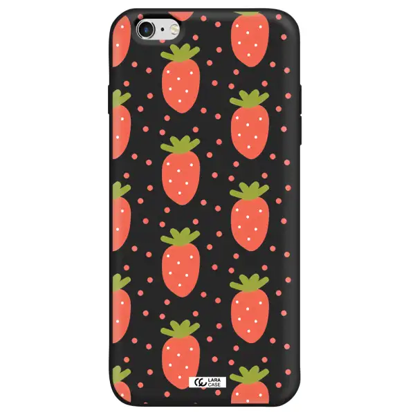 a pattern of strawberries on a white background Apple iPhone 6 plus Silicone black Case