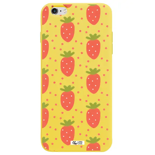 a pattern of strawberries on a white background Apple iPhone 6 plus Silicone canary yellow Case