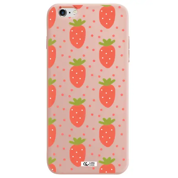 a pattern of strawberries on a white background Apple iPhone 6 plus Silicone pastel pink Case
