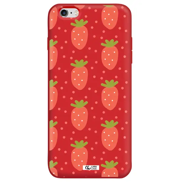 a pattern of strawberries on a white background Apple iPhone 6 s plus Silicone Imperial Red Case