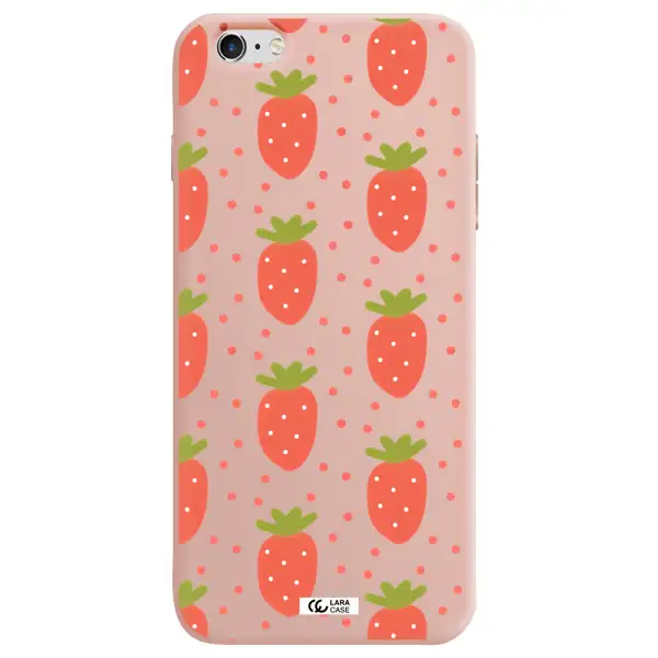 a pattern of strawberries on a white background Apple iPhone 6 s plus Silicone pastel pink Case