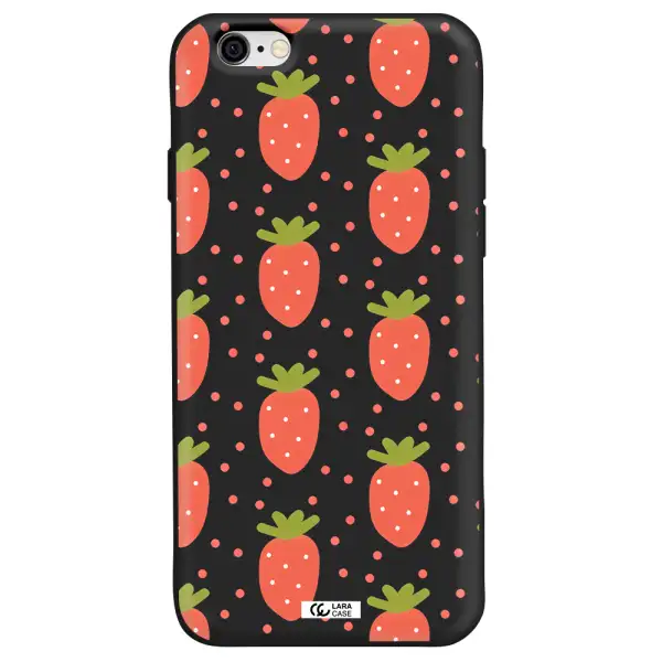a pattern of strawberries on a white background Apple iPhone 6 Silicone black Case