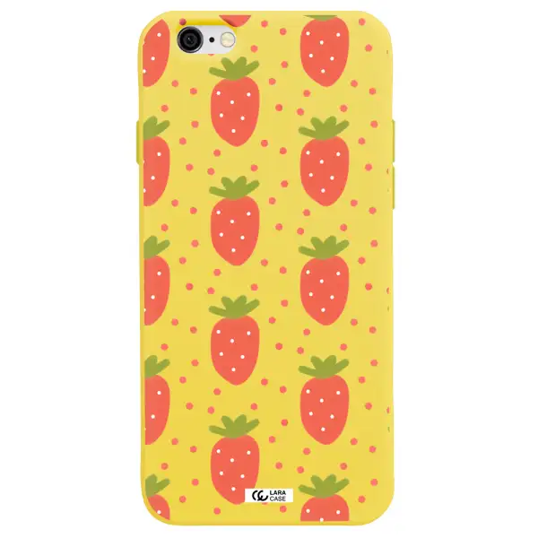 a pattern of strawberries on a white background Apple iPhone 6 Silicone canary yellow Case