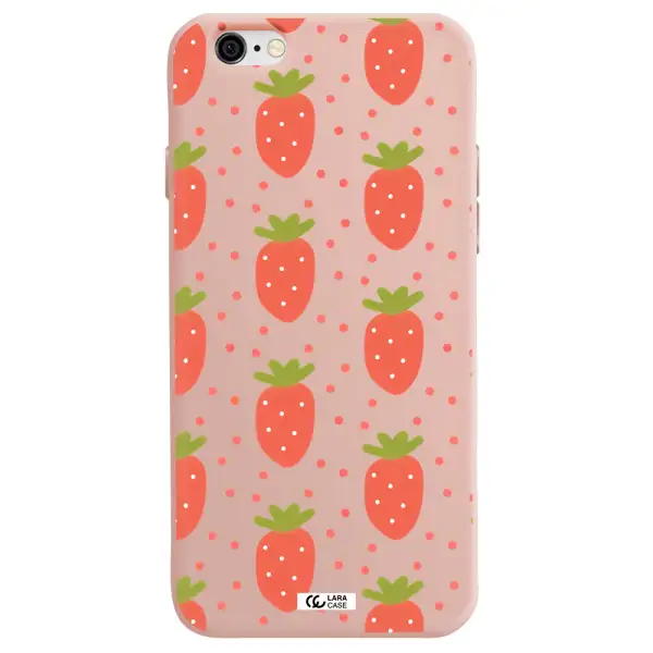 a pattern of strawberries on a white background Apple iPhone 6 Silicone pastel pink Case