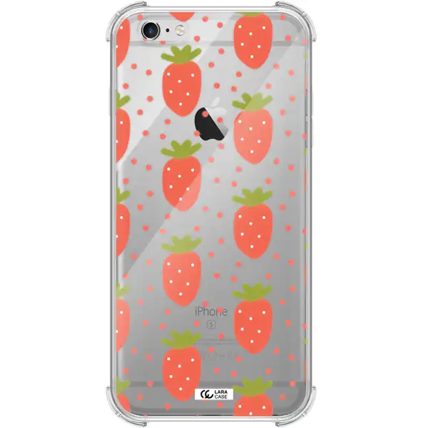 a pattern of strawberries on a white background Apple iPhone 6S Clear PC Case