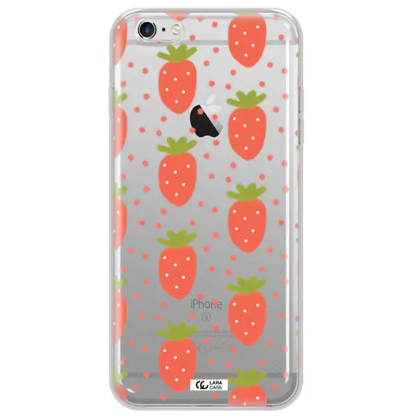 a pattern of strawberries on a white background Apple iPhone 6S Clear TPU Case
